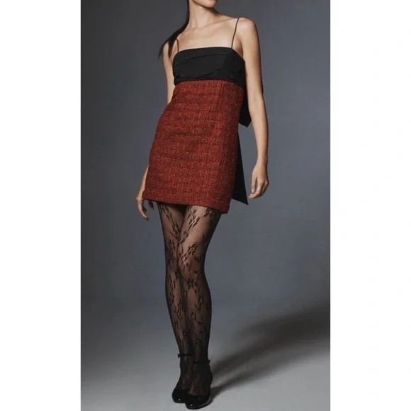 NEW ANTHROPOLOGIE MAEVE Bow Square-Neck Mini Dress - Picture 3 of 3